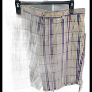 Boca Classics Men's Multicolor Plaid 100% Cotton Chino Shorts Size 40
